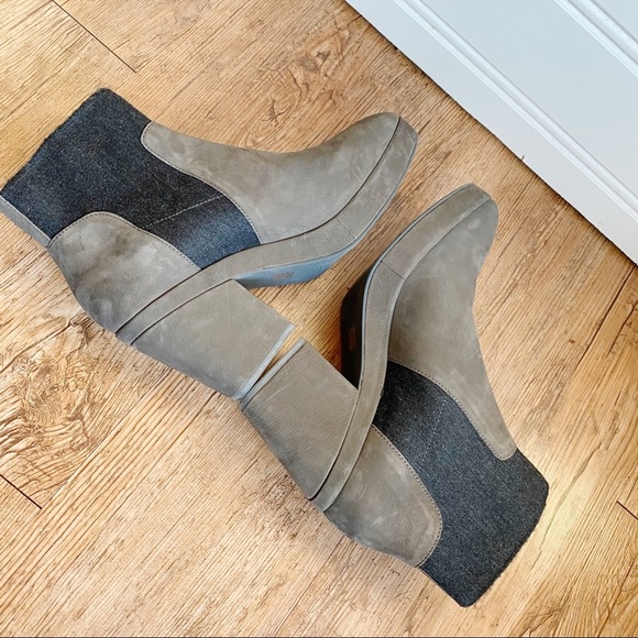 Eileen Fisher Leather Suede Knit Heel Later Bootie - Picture 5 of 9